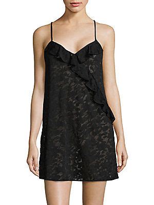 JOSIE NATORI SHEER RUFFLED CHEMISE Josienatori Cloth Slip Dress