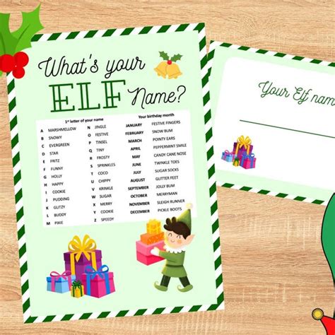 Whats Your Elf Name Printable Etsy