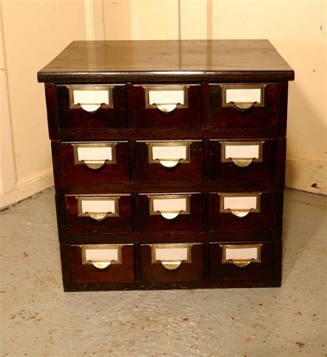 One lock secures all drawers. 12 Drawer Oak Card Index Filing Cabinet, Wine Rack For ...
