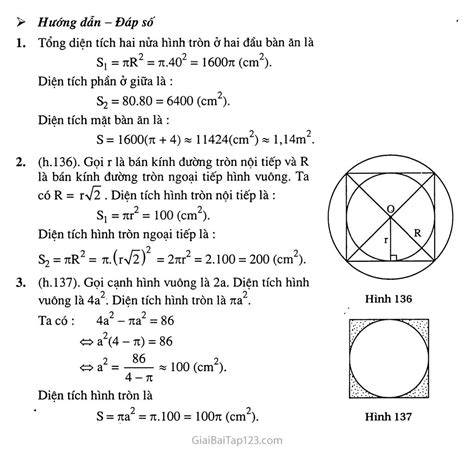 Giải toán Bài Diện tích hình tròn hình quạt tròn
