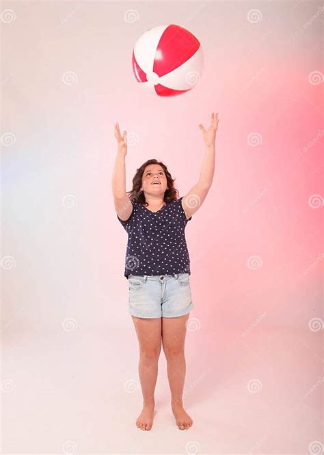 Teen Playing With Beach Ball Stock Photo Image Of Studio Dress 38374178