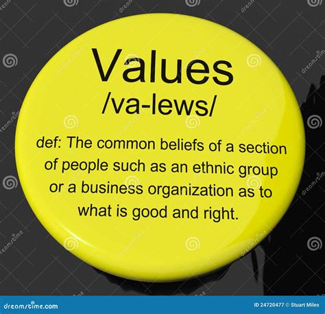 Values Definition Button Showing Principles Virtue And Morality Stock