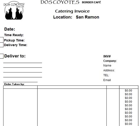 Fillable Catering Invoice Templates And Examples Excel Word Best