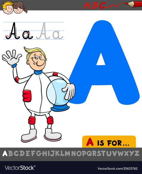 Letter A Worksheet With Cartoon Astronaut Vector Image