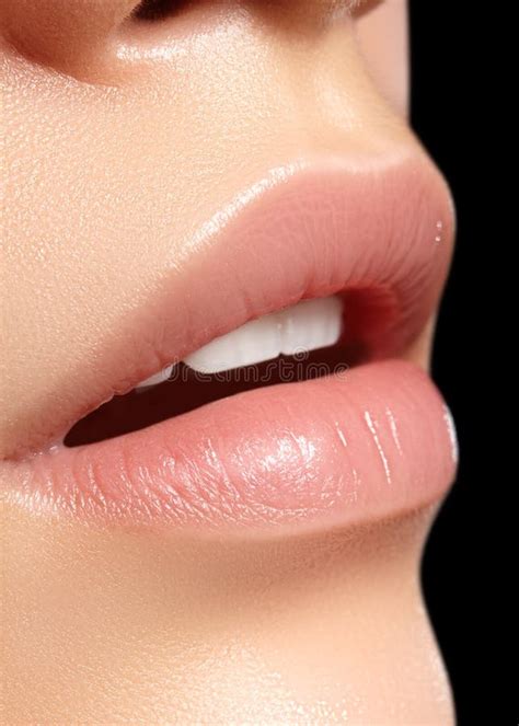 closeup perfect natural lip makeup beautiful plump full lips on female face clean skin fresh