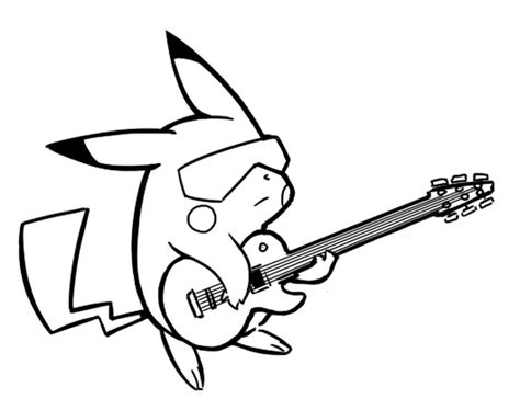 Pikachu Coloring Pages Playing Guitar Pikachu Coloring Page Pokemon