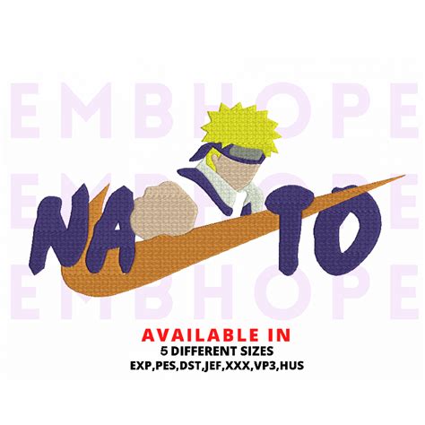 Nike Naruto Embroidery Design Anime Konoha Swoosh Logo Sizes