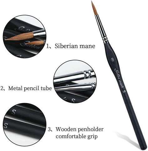 Golden Maple 10pcs Professional Sable Hair Detail Paint Brush Set H58