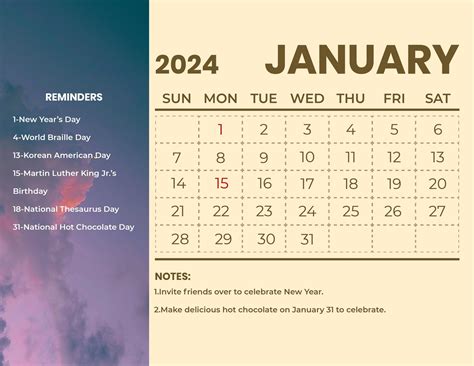 January 2024 Calendar With Holidays In  Word Svg Illustrator Eps