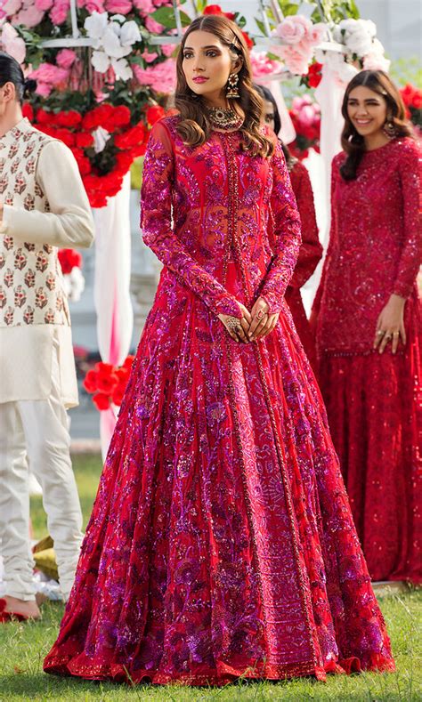 Pakistani Red Bridal Frock For Wedding Latest Designs Nameera By Farooq