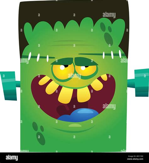 Halloween Cartoon Monster Face Avatar Or Icon Of Vector Monster Head