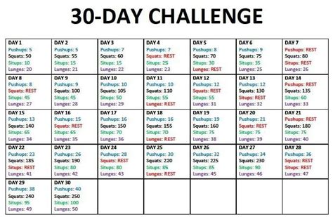Watch this video on youtube. Push ups+squats+sit ups+lunges 30-days challenge!! | 30 ...