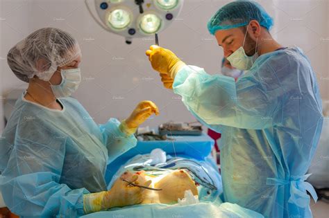 Hospital Surgeon Operates In The Featuring Surgery Breast And Implant