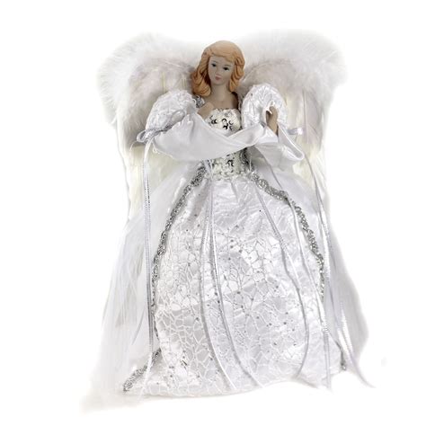 Tree Topper Finial White Silver Angel Tree Topper Free Standing