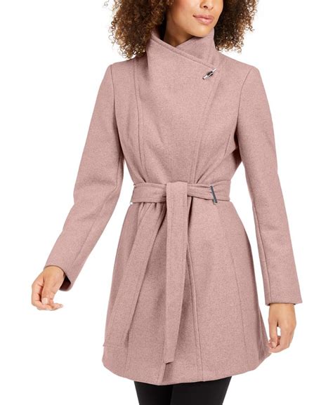 Calvin Klein Asymmetrical Belted Wrap Coat Created For Macys