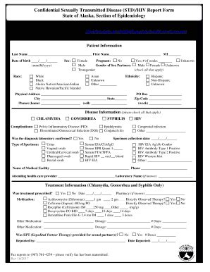 Ak Confidential Sexually Transmitted Disease Std Hiv Report Form