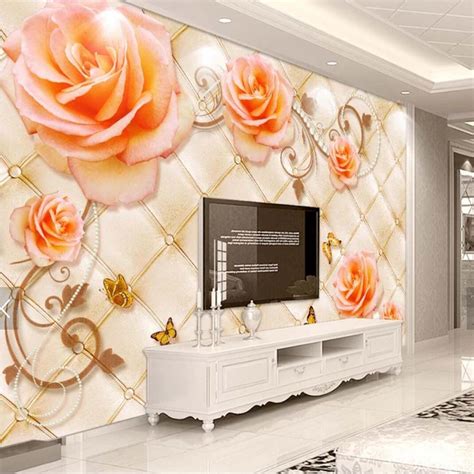 3d Flower Jewelry Mural Photo Wallpapers For Living Room