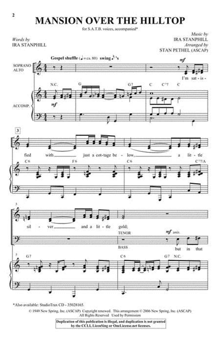 Mansion Over The Hilltop By Ira Stanphill Octavo Sheet Music For