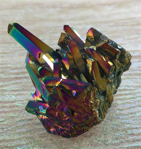 Rainbow Titanium Aura Quartz Cluster Specimen For Severing Karmic Ties