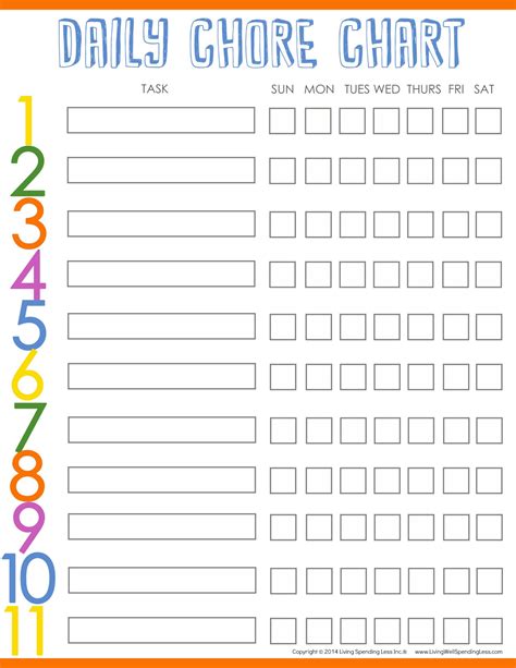 Free Printable Chore Charts For Adults Chore Chart FREE Printable