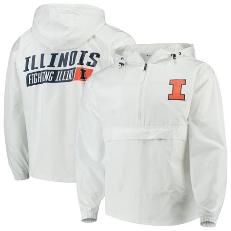 Champion Illinois Fighting Illini White Tailgate Packable Half Zip Jacket