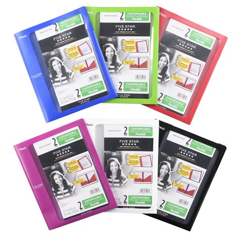Five Star Customizable Pocket And Prong Plastic 2 Pocket Folder