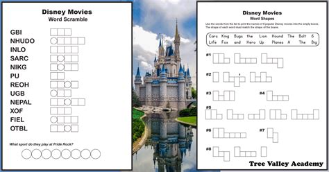 Disney Word Scramble Printable