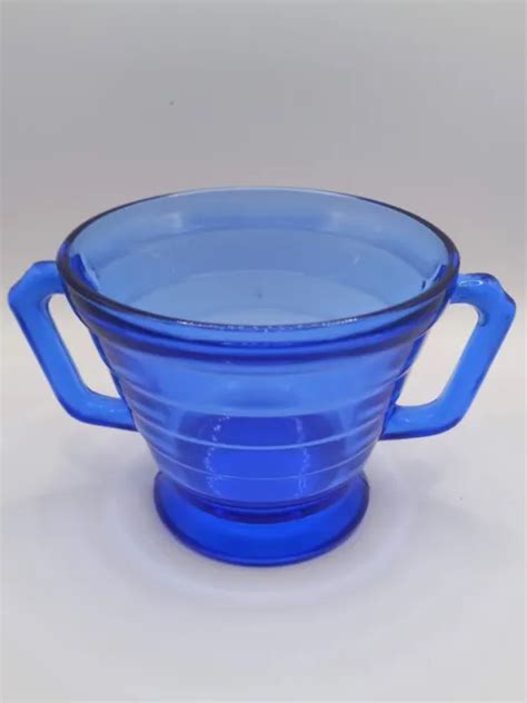 1930 S VINTAGE HAZEL Atlas Cobalt Blue Depression Glass Sugar Bowl