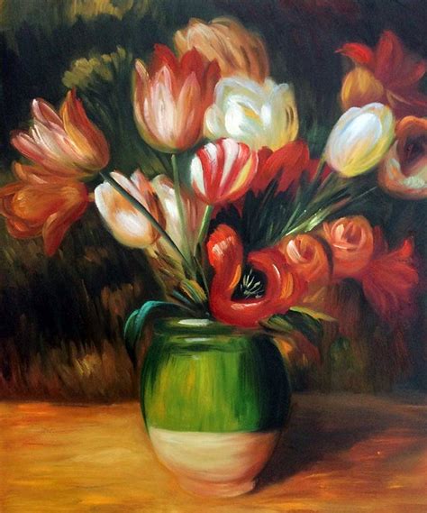 Wall Art Renoir Tulips In A Vase Painting Reproduction