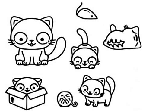 Dibujo para colorear Kawaii : Gatos 14