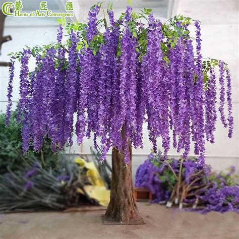Purple Wisteria Blossoms Fake Tree Wedding Planner Artificial Flower