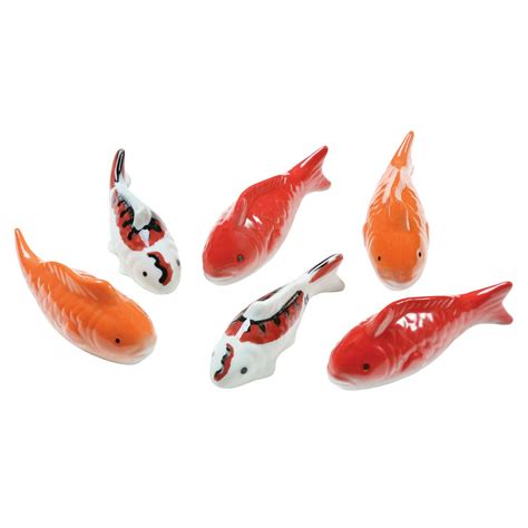 Art And Artifact Ceramic Floating Koi Fish Set Of 6 Multi Colored