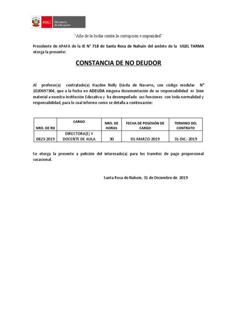 Constancia De No Deudor Pdf