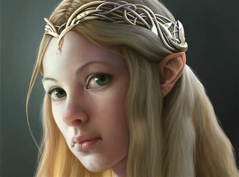 Elf Princess Elf Green Eyes Blonde Hair Woman Fantasy Young Girl