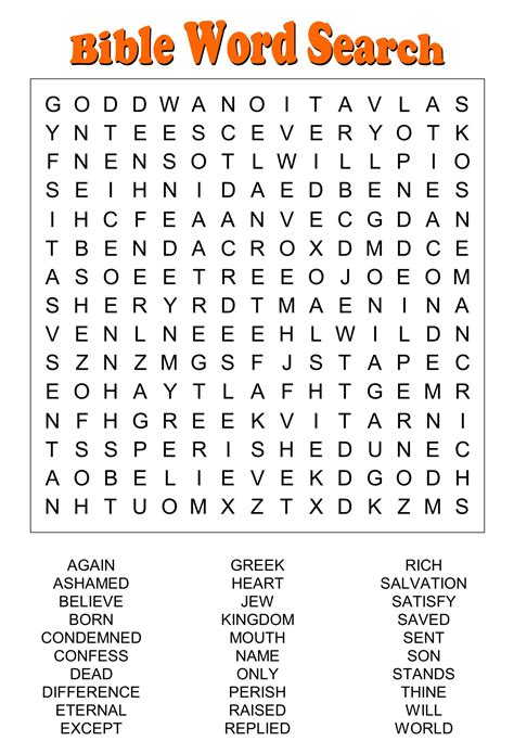 Printable Childrens Bible Word Search Puzzles Word Search Printable