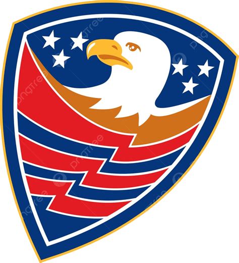 american bald eagle head flag shield retro illustration retro america vector illustration