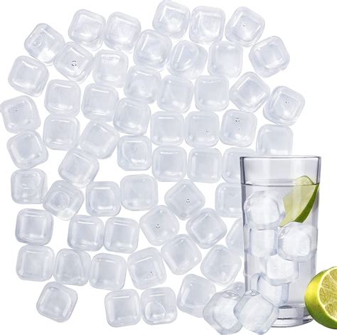 Ruisita 60 Pieces Clear Reusable Ice Cube Refreezable