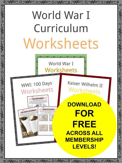 World War I Worksheets Worksheets For Kindergarten