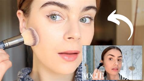 Trying Out Lily Collinss Makeup Routine Youtube