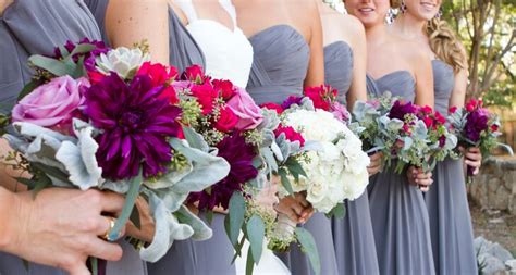 Wedding bouquets that will inspire and delight you. Warm Plum and Raspberry Bridesmaid Bouquets