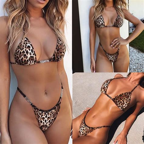 buy 2019 women leopard bikini set swimming two piece swimsuits swimwear beach