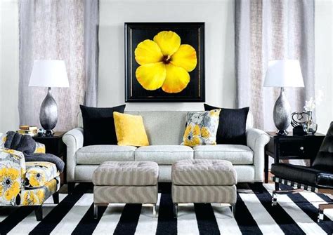 Yellow And Black Theme Living Room White Living Room Decor Yellow