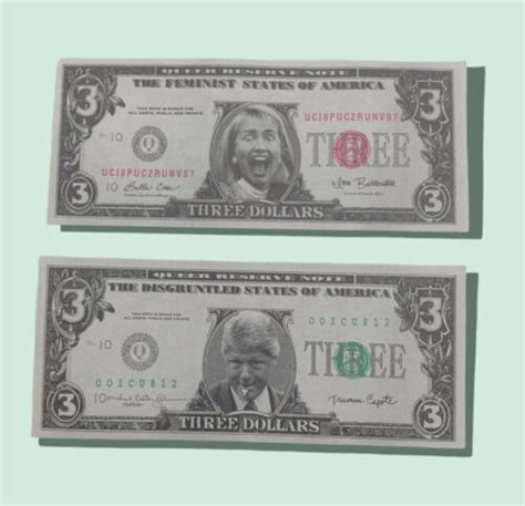 Lot Of 2 Vintage Bill And Hillary Clinton Three Dollar 3 Bills Novelty Satire Ebay