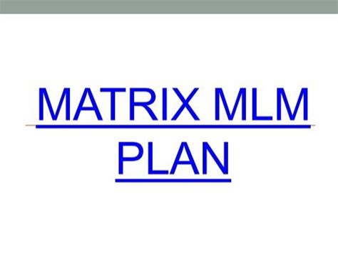 Matrix Plan Matrix Mlm Matrix Mlm Plan Mlm Matrix Income