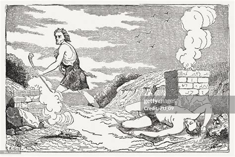 Cain Kills Abel Wood Engraving Published 1835 High Res Vector Graphic