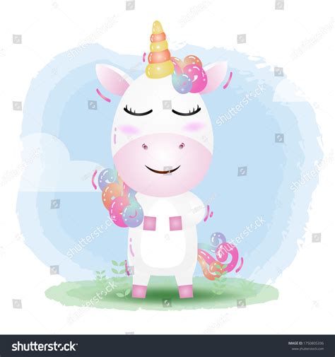 Cute Unicorn Childrens Style Cute Cartoon Stock Vector Royalty Free