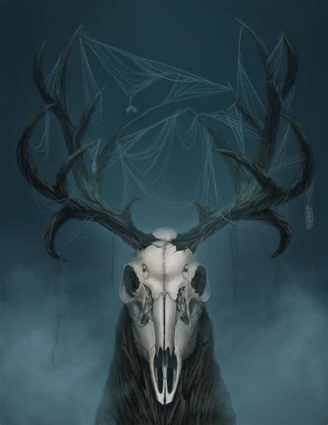Deer Skull Painting By Rebecca Yee Horror Deer Skull Art Deer