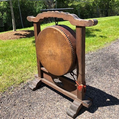 Japanese Fine Gong Drum On Stand 19th Century Immediately Playable At