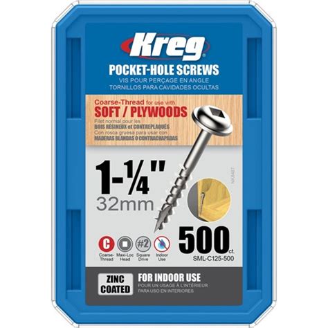 Kreg Pocket Screws 1 14 Coarse Thread 500pc Screws Carbatec