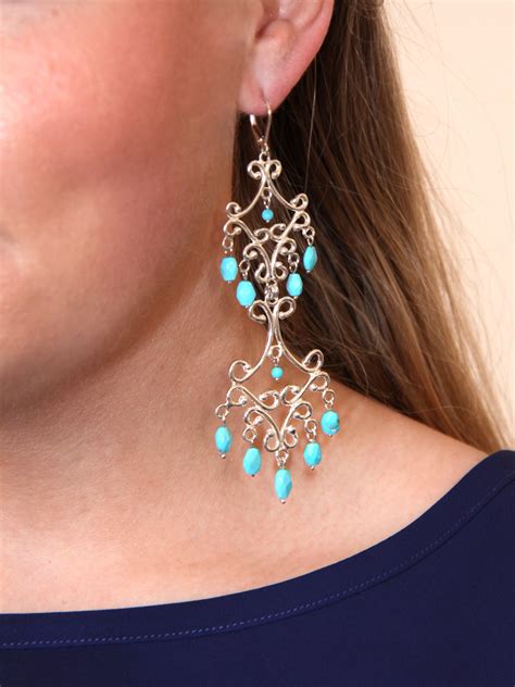 Sterling Silver Turquoise Double Chandelier Earrings Paradigm Jewellery